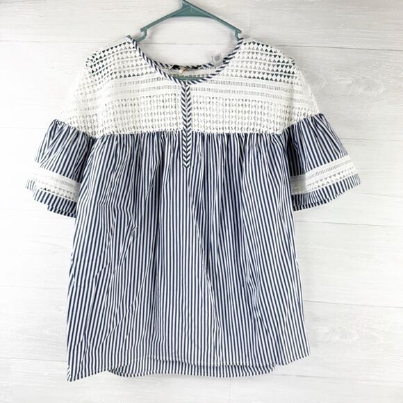 Scotch & Soda Maison Scotch Striped Lace Relaxed Top - Picture 3 of 9